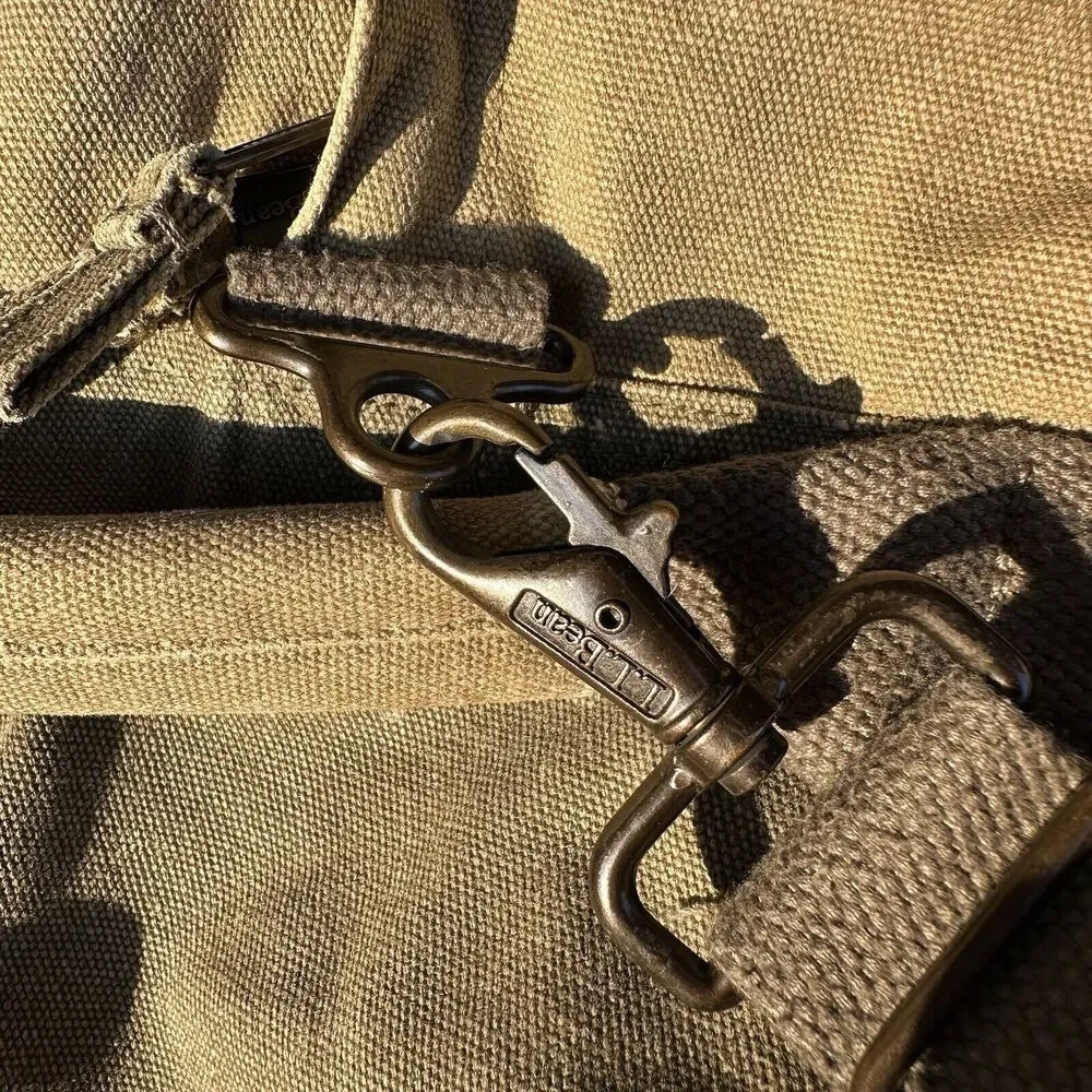 Vintage L.L Bean Sunwashed Canvas Adventure Duffel Large Tan‎ Gorpcore Granola